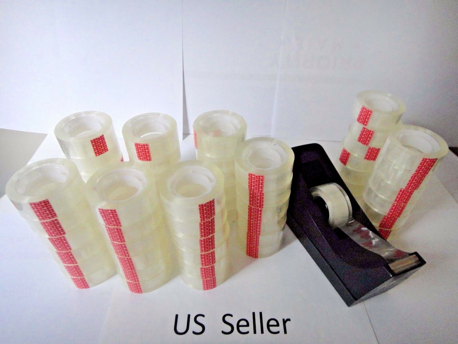 12 Rolls Crystal Clear Transparent Tape Dispenser Refills 3/4" X 1000" Us Seller