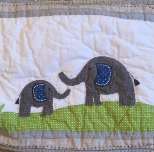 Hand Quilted Elephant Applique Pillow Sham 12x16 New Pottery Barn Brooks